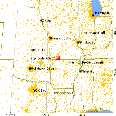 Branson West, MO (65737) map from a distance