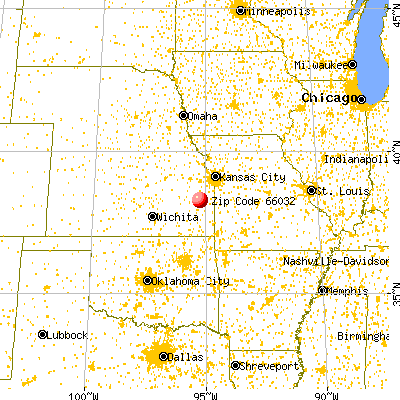 Garnett, KS (66032) map from a distance