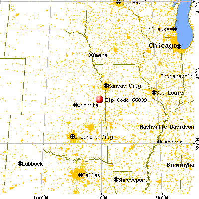Kincaid, KS (66039) map from a distance