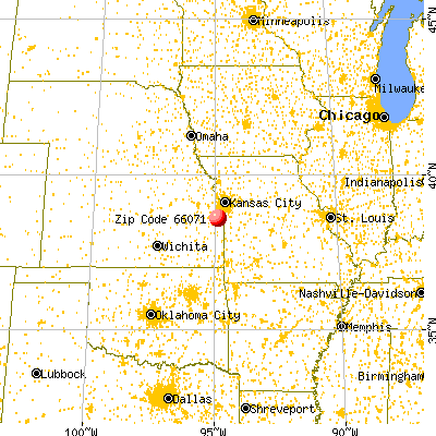 Paola, KS (66071) map from a distance