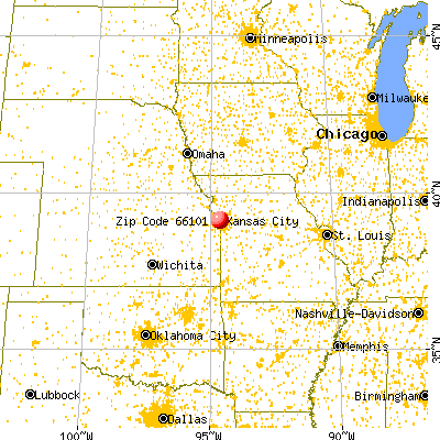 Kansas City, KS (66101) map from a distance