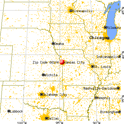 Kansas City, KS (66104) map from a distance