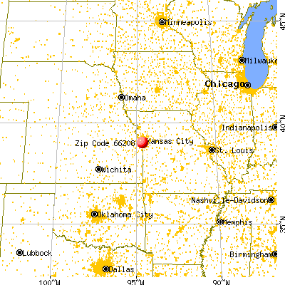 Prairie Village, KS (66208) map from a distance