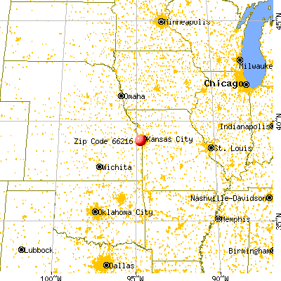 Shawnee, KS (66216) map from a distance