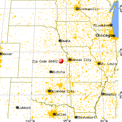 Auburn, KS (66402) map from a distance