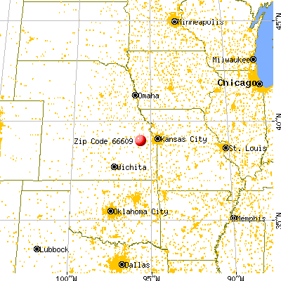 Topeka, KS (66609) map from a distance