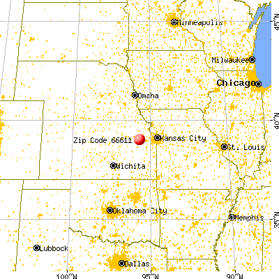 Topeka, KS (66611) map from a distance