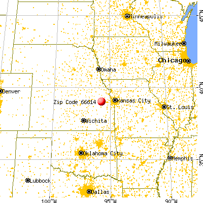 Topeka, KS (66614) map from a distance