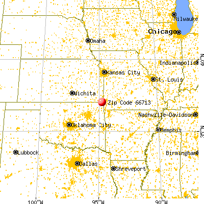 Baxter Springs, KS (66713) map from a distance