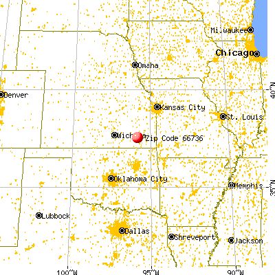 Fredonia, KS (66736) map from a distance