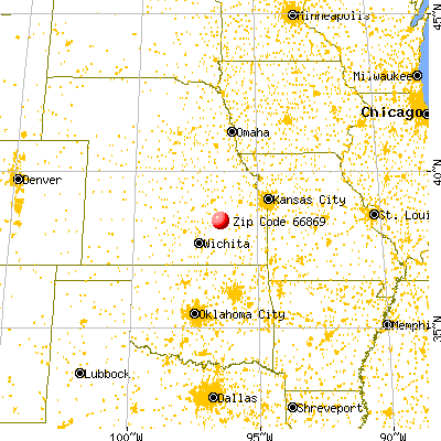 Strong City, KS (66869) map from a distance
