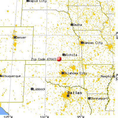 Anthony, KS (67003) map from a distance