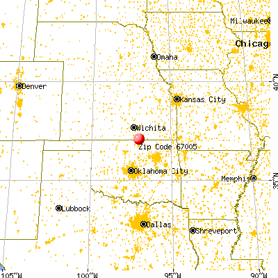 Arkansas City, KS (67005) map from a distance