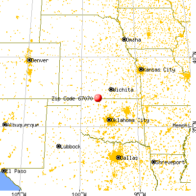 Kiowa, KS (67070) map from a distance