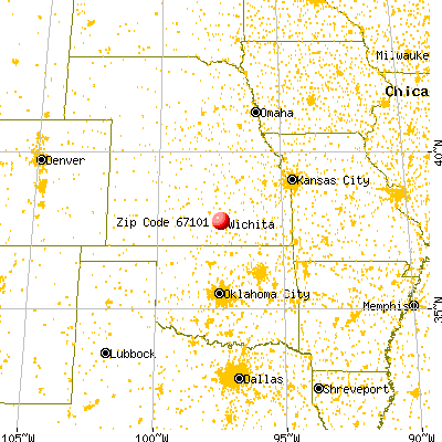 Maize, KS (67101) map from a distance