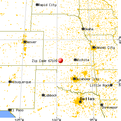 Mullinville, KS (67109) map from a distance