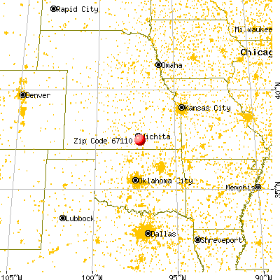 Mulvane, KS (67110) map from a distance