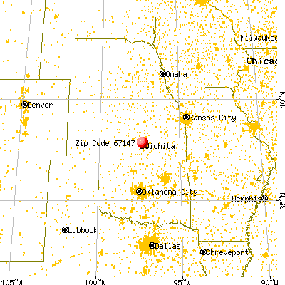 Valley Center, KS (67147) map from a distance