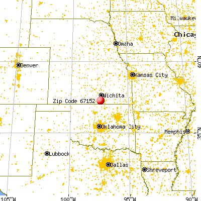 Wellington, KS (67152) map from a distance