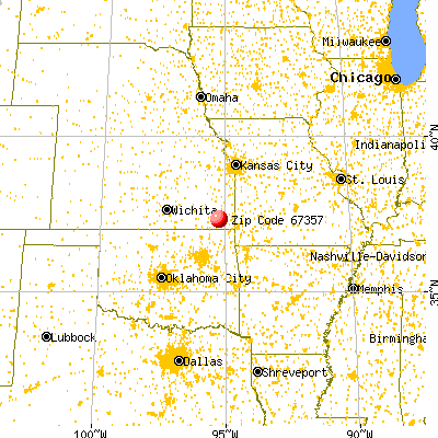 Parsons, KS (67357) map from a distance