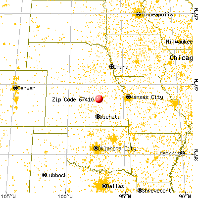 Abilene, KS (67410) map from a distance