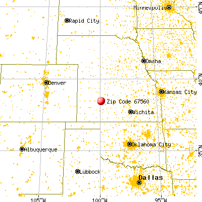 Ness City, KS (67560) map from a distance