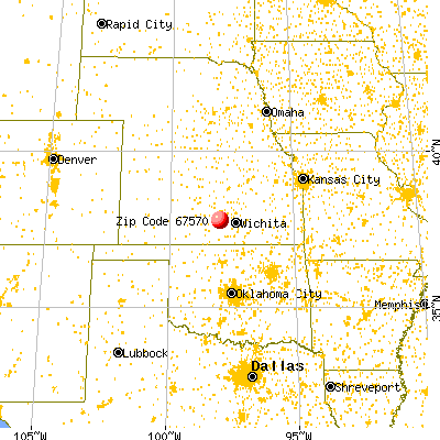 Pretty Prairie, KS (67570) map from a distance