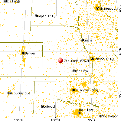 Hays, KS (67601) map from a distance
