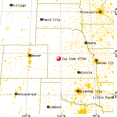Hoxie, KS (67740) map from a distance