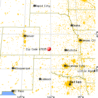 Cimarron, KS (67835) map from a distance