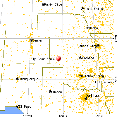 Copeland, KS (67837) map from a distance