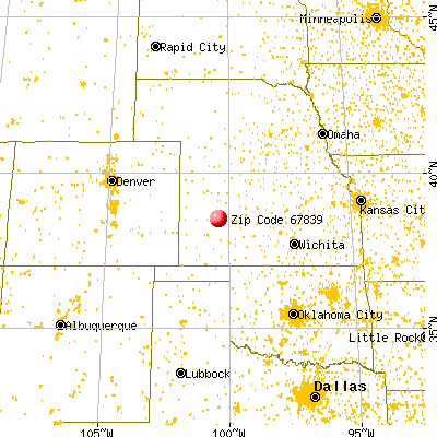 Dighton, KS (67839) map from a distance