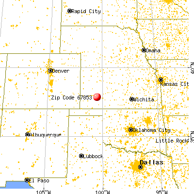 Ingalls, KS (67853) map from a distance