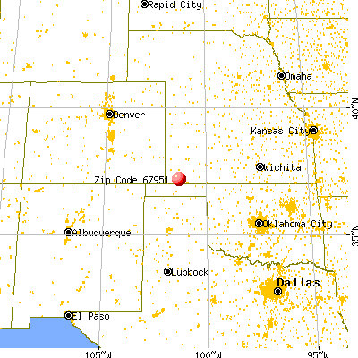 Hugoton, KS (67951) map from a distance