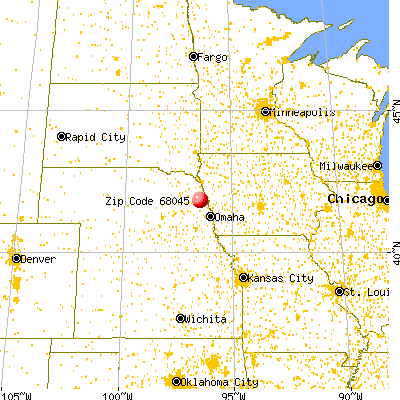 Oakland, NE (68045) map from a distance