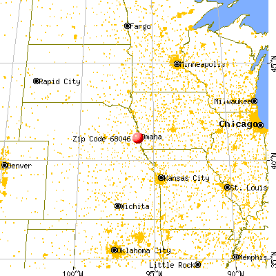 Papillion, NE (68046) map from a distance