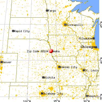 Omaha, NE (68104) map from a distance
