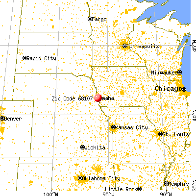 Omaha, NE (68107) map from a distance