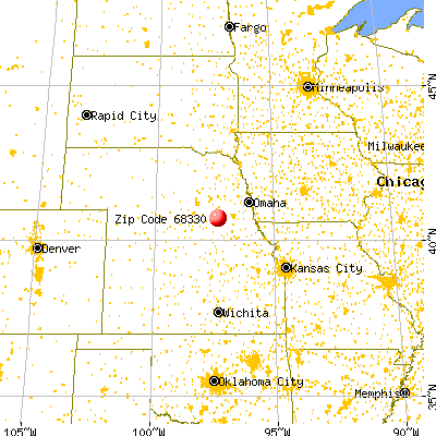 Cordova, NE (68330) map from a distance