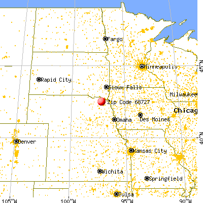 Coleridge, NE (68727) map from a distance