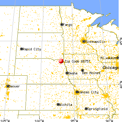 Newcastle, NE (68757) map from a distance