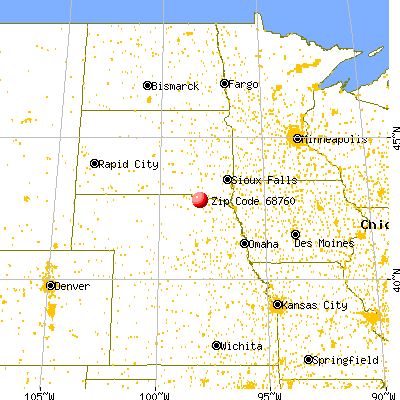 Niobrara, NE (68760) map from a distance