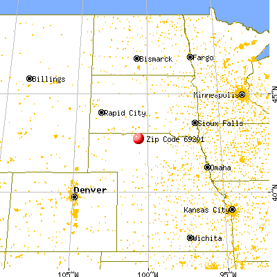 Valentine, NE (69201) map from a distance