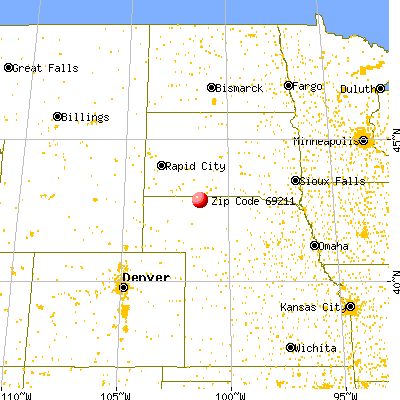 Cody, NE (69211) map from a distance