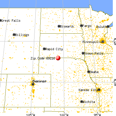 Kilgore, NE (69216) map from a distance