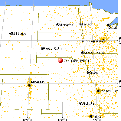 Wood Lake, NE (69221) map from a distance