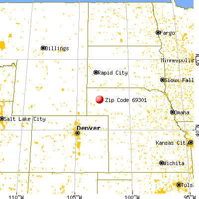 Alliance, NE (69301) map from a distance