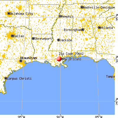 Metairie, LA (70002) map from a distance