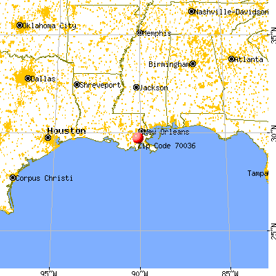 Barataria, LA (70036) map from a distance