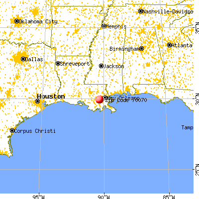 Luling, LA (70070) map from a distance